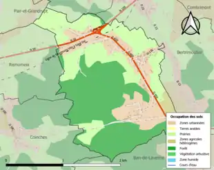 Carte en couleurs présentant l'occupation des sols.