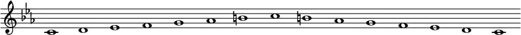 \new Staff {
\relative c' {
\key c \minor
\override Staff.TimeSignature #'stencil = ##f
\override Staff.BarLine #'stencil = ##f
c1 d es f g as b c b as g f es d c
}
}
\midi {
\context {
\Score
tempoWholesPerMinute = #(ly:make-moment 120 1)
}
}