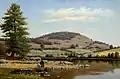 English: Fishing on Fairlee Pond, Mount Mansfield, Vermont, vers 1870