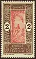 Série AOF (1913...), 2 centimes Dahomey, gravure d'Abel Mignon.