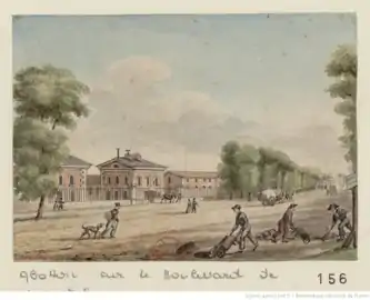 Le boulevard près de l'abattoir au début du XIXe&nbsp;siècle.