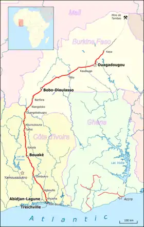 Image illustrative de l’article Ligne d'Abidjan à Ouagadougou