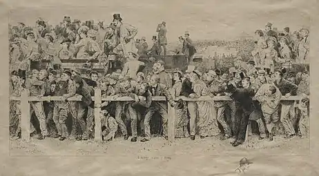 Une Scène au derby, gravure d'après Charles Green (en), Cleveland Museum of Art.