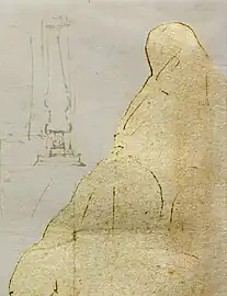 Détail du profil hypothétique de la montagne à sculpter en colosse, Casa Buonarroti, 44 A.