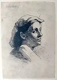 Tête de femme italienne de profil, 1876 (Eau-forte ; Inv. Delchevalerie no&nbsp;35 ; 12,5&nbsp;×&nbsp;9&nbsp;cm), Collection privée