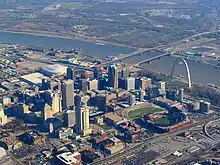 Vue aérienne du centre-ville de Saint-Louis.