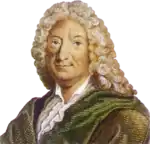 Portrait d’un homme portant perruque, veste verte.