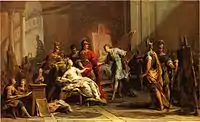 Alexandre donne sa maîtresse Campaspe à Apelle, ou La Peinture, Jean II Restout (XVIIIe&nbsp;siècle).
