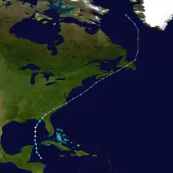 Trajectoire de l'ouragan.