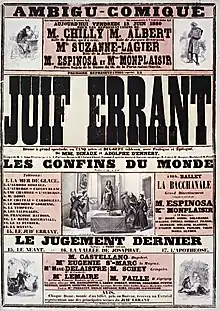 Affiche pour le Juif errant à l’Ambigu-Comique en 1860.