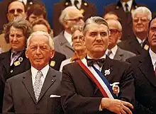 Antoine Gayraud aux côtés du bourgmestre d'Eggenfelden, Hans Kreck (1922-2012) à Carcassonne le 8 octobre 1978.