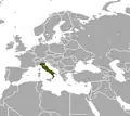 Aire de répartition de la Musaraigne des Apennins