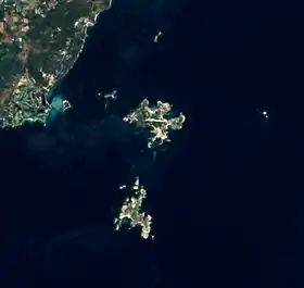 Vue satellite de l'archipel des Lavezzi.