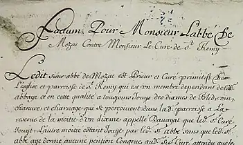 « Mozac » sur un document du milieu du XVIIIe&nbsp;siècle.