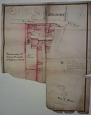 Plan de l'abbaye Saint-Pierre au XVIIIe&nbsp;siècle