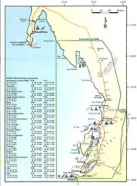 Carte du parc national du Banc-d'Arguin.