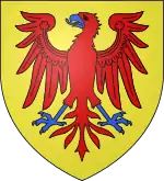 D'or à l'aigle de gueules, membrée, becquée et lampassée d'azur.