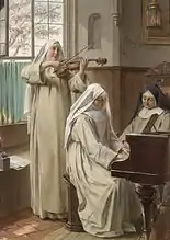 Musique au couvent, W. A. Roesler, XIXe&nbsp;siècle.
