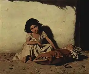 Deux enfants tziganes, huile sur toile 22cm × 27cm, musée de l'Ermitage de Saint-Pétersbourg (1855)