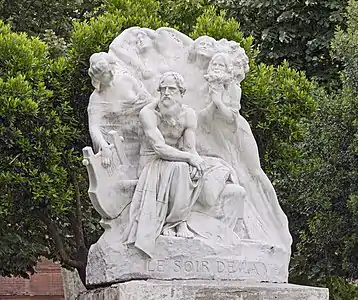 Le Soir de la vie, haut-relief en marbre (Auguste Seysses, 1907).