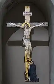 Christ en croix avec l'orant du cardinal Guilhem Peire Godin, musée des Augustins de Toulouse.