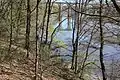 La Petite Forêt, espace naturel situé le long du Loc'h, à la limite entre Auray et Pluneret, et le viaduc routier de la D 765.