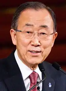 Ban Ki-moon (2016), secrétaire général de l’Organisation des Nations unies.