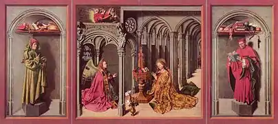 L'Annonciation, Barthélemy d'Eyck, ensemble du triptyque.