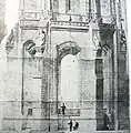 Projet de consolidation de la base de la flèche Saint-Michel ; élévation ; signé Abadie, 1863