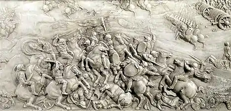 Soubassement : bataille d'Agnadel, détail.