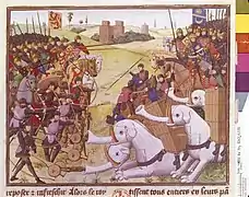 Bataille entre Alexandre et Poros, Maître de l'Alexandre de Wauquelin, XVe&nbsp;siècle.