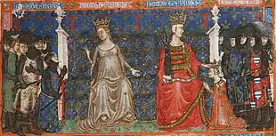 Miniature représentant Béatrice de Provence et Charles&nbsp;Ier d'Anjou.