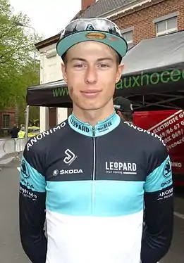 Alex Kirsch lors du départ de la 3e&nbsp;étape du Triptyque des Monts et Châteaux 2014 à Belœil.