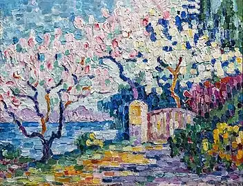 Arbres (amandiers) en fleurs par Paul Signac (1896)