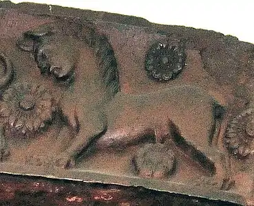 Sphinx bouddhiste sur une passerelle de stupa, Bharhut, Ier&nbsp;siècle avant notre ère.