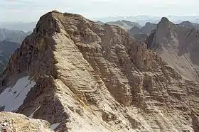 Vue du sommet de la Birkkarspitze depuis l'ouest.