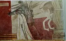 Extrait du Chemin de Croix, Eglise de Blaslay (les soldats emmènent Jésus)