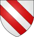D'argent, à trois bandes de gueules