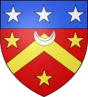 Les armes de la famille de Bernon, De gueules au chevron d'or, accompagnée de trois étoiles de même au croissant d'argent, en chef, brochant sur la pointe du chevron ; au chef cousu d'azur, chargé de trois étoiles d'argent.