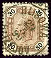 30 kr, oblitération  bilingue en 1899 à Blisowa-Bližejov (Bohême)