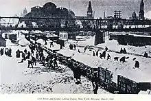 45e&nbsp;rue et Grand Central Terminal, Manhattan, 12 mars 1888.