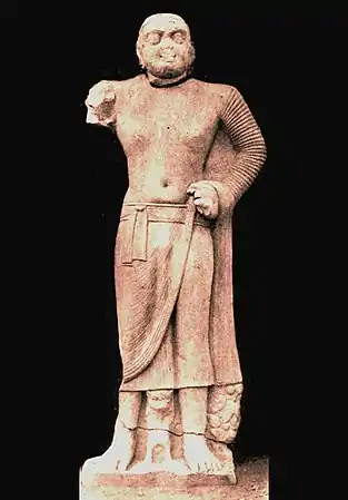 Bodhisattva de Bala, Sarnath, marqué "Année 3 de Kanishka".