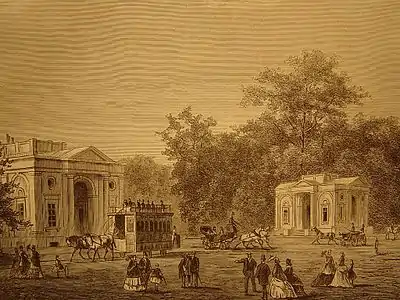 L'entrée du bois de la Cambre, contenant le vélodrome du Longchamps d'avant 20e siècle.