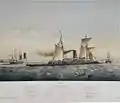 Le Rochambeau commandé par le capitaine de vaisseau Bonie, Charles Leduc, 1870.