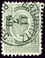 2 Gulden vert-clair oblitéré (bilingue) en Bohême
