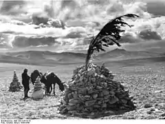 Obo au passage du col de Kongra La&nbsp;(sv)(Ernst Schäfer, 1939).