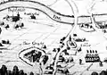 Le château de Gracht en 1642, gravure d'après Matthäus Merian le Vieux.