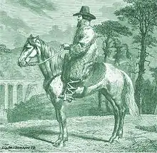 Gravure ancienne représentant un cavalier