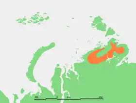 Carte de localisation des monts Byrranga sur la péninsule de Taïmyr.