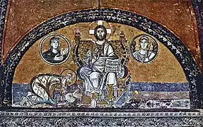 Christ pantocrator et l'empereur Léon VI (886-912) (fin du IXe&nbsp;siècle).
